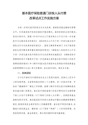 2024基本医疗保险普通门诊按人头付费改革试点工作实施方案.docx