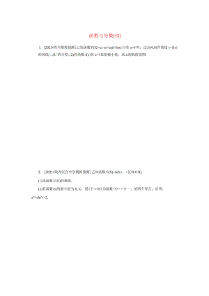 2024届二轮复习 专项分层特训卷二主观题专练12函数与导数理 作业.docx