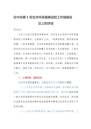 在中央第X轮生态环保督察迎检工作视频会议上的讲话【 】.docx
