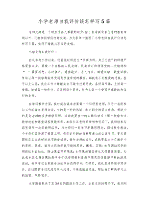 小学老师自我评价该怎样写5篇.docx