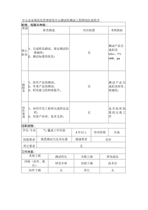 中小企业规范化管理研发中心测试科测试工程师岗位说明书.docx
