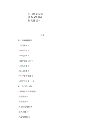 X水上智能安防设备有限企业创业计划书范文.docx