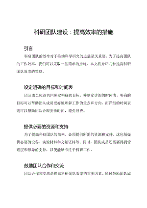 科研团队建设：提高效率的措施.docx