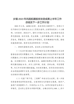 乡镇2023年巩固拓展脱贫攻坚成果上半年工作总结及下一步工作计划&关于落实“双随机一公开年度计划开展控烟专项检查的实施方案.docx