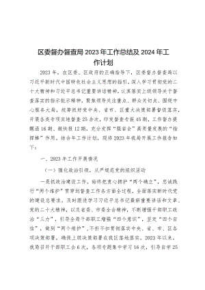 区委督办督查局2023年工作总结及2024年工作计划&2023年上半年新闻宣传工作总结及下半年工作计划.docx