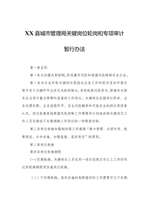 XX县城市管理局关键岗位轮岗和专项审计暂行办法.docx