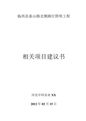 某县泰山路北侧路灯照明工程项目建议书.docx