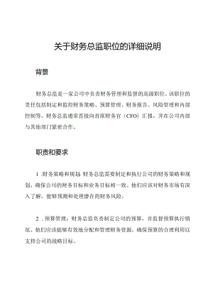 关于财务总监职位的详细说明.docx
