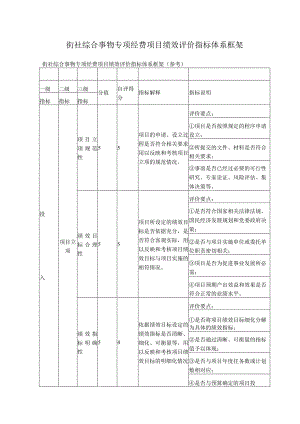 街社综合事物专项经费项目绩效评价指标体系框架.docx