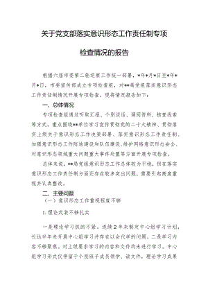 关于党支部落实意识形态工作责任制专项检查情况的报告.docx