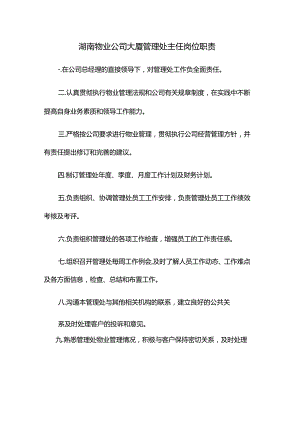 湖南物业公司大厦管理处主任岗位职责.docx