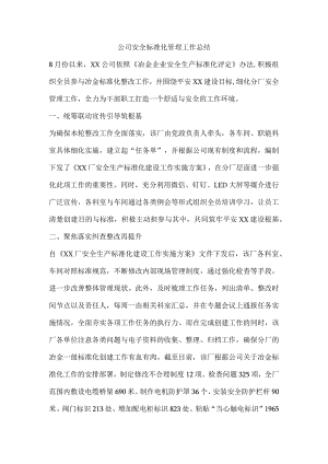 公司安全标准化管理工作总结.docx