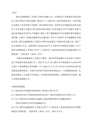环保验收公示-远建精细化工有限公司年产1万吨无水三氯化铝建设项目验收监测报告.docx