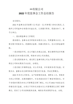 2022年度监事会工作总结报告.docx