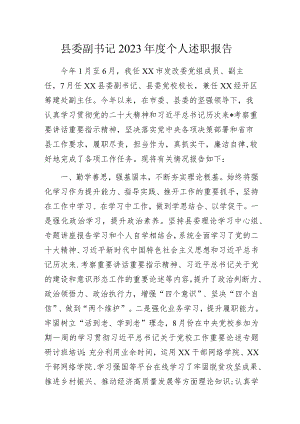 县委副书记2023年度个人述职报告.docx