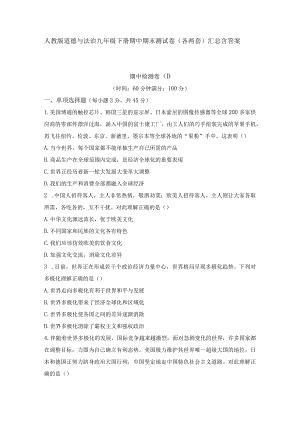人教版道德与法治九年级下册期中期末测试卷（各两套）汇总含答案.docx