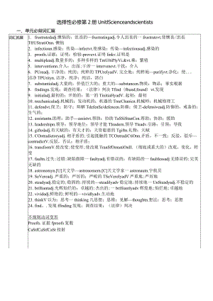 人教版（2019）选择性必修 第二册Unit 1 Science and Scientists知识清单素材.docx