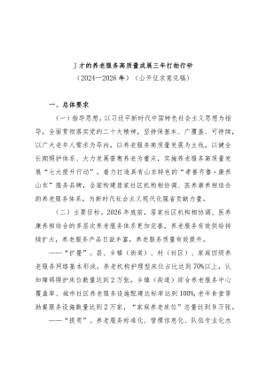 山东省养老服务高质量 发展三年行动计划（2024—2026年）.docx