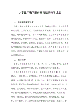 小学三年级下册体育与健康教学计划.docx