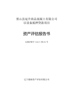 黑山县延升商品混凝土有限公司以设备抵押贷款项目资产评估报告书.docx