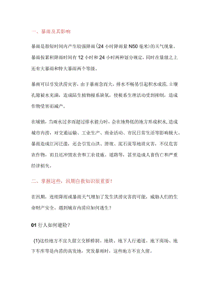 技能培训资料：暴雨洪涝灾害防范.docx