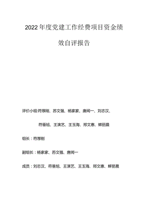 2022年度党建工作经费项目资金绩效自评报告.docx