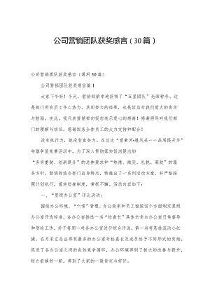 公司营销团队获奖感言（30篇）.docx