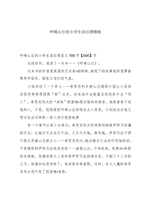呼啸山庄的小学生读后感模板.docx