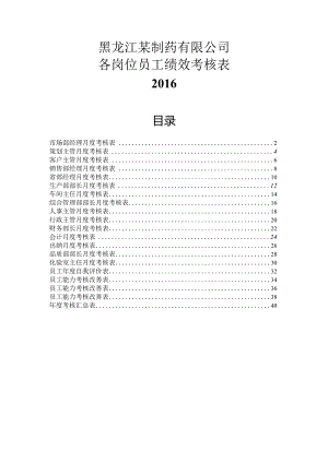 制药公司15个核心关键岗位绩效考核表(1.0版本).docx