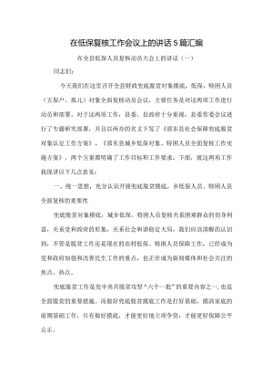 在低保复核工作会议上的讲话5篇汇编.docx