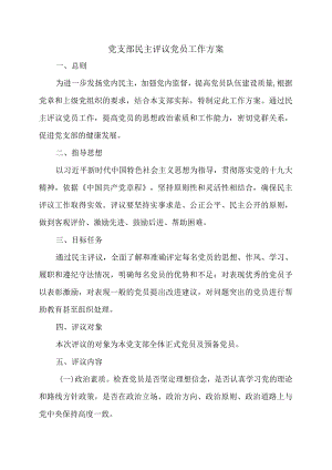 党支部民主评议党员工作方案.docx