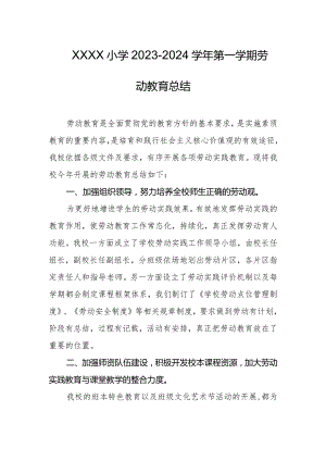 小学2023-2024学年第一学期劳动教育总结.docx