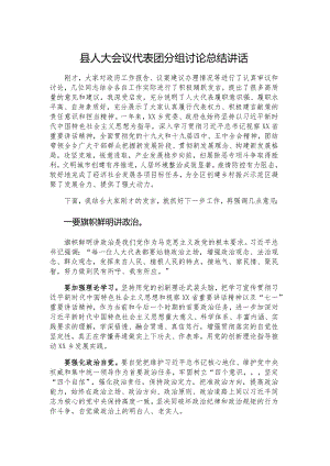 县人大会议代表团分组讨论总结讲话.docx