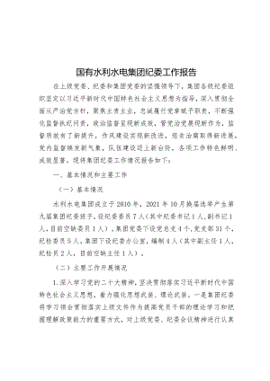 纪委工作报告（国有水利水电集团）.docx