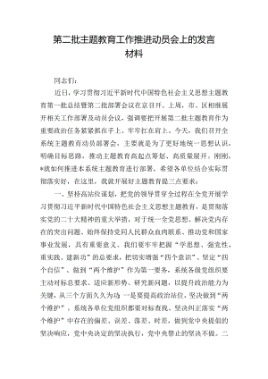第二批主题教育工作推进动员会上的发言材料.docx