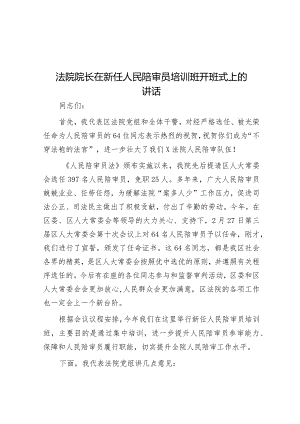 法院院长在新任人民陪审员培训班开班式上的讲话&县委办公室关于2023年主题教育专题民主生活会召开情况的报告.docx