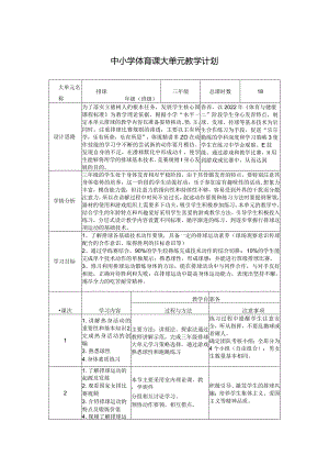 水平二（三年级）体育《排球--正面双手垫球》大单元教学设计（计划）及教案.docx