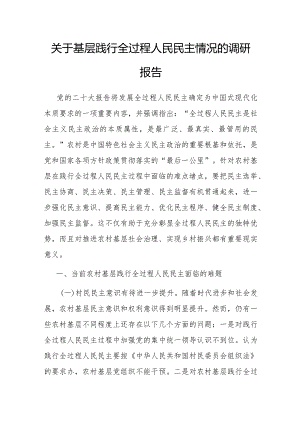调研报告：基层践行全过程人民民主情况.docx
