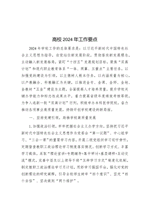 高校2024年工作要点&在市财政局2024年全市优化营商环境暨民营经济高质量发展大会上的汇报发言.docx