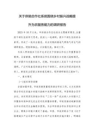 调研报告：围绕乡村振兴战略提升为农服务能力（供销合作社系统）.docx