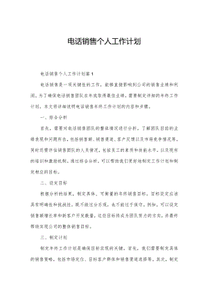 电话销售个人工作计划.docx