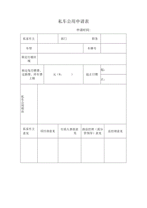 私车公用申请表模板.docx