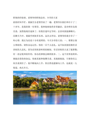 职场的经验谈老领导的职场总结分享给大家.docx