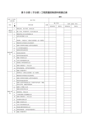 表5_________分部（子分部）工程质量控制资料核查记录.docx