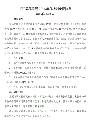 芷江侗族自治县优抚对象抚恤补助财政专项资金绩效评估报告.docx