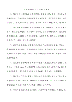 蔬菜浸渍产品项目市场营销方案.docx
