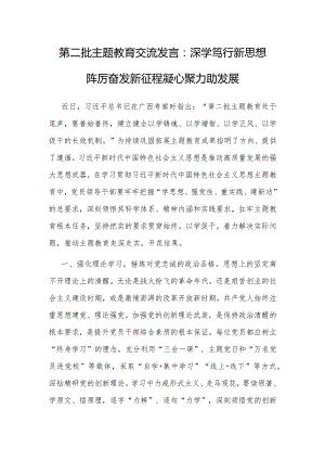 研讨发言：深学笃行新思想踔厉奋发新征程凝心聚力助发展（第二批主题教育）.docx