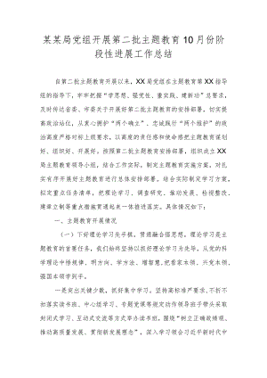 第二批主题教育10月份阶段性进展工作总结.docx