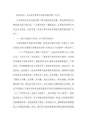组织部长：走在前作表率打造高质量发展“尖兵”.docx