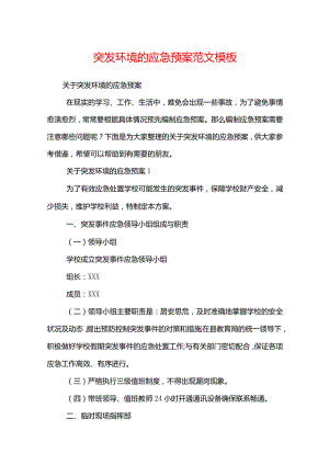 突发环境的应急预案范文模板.docx